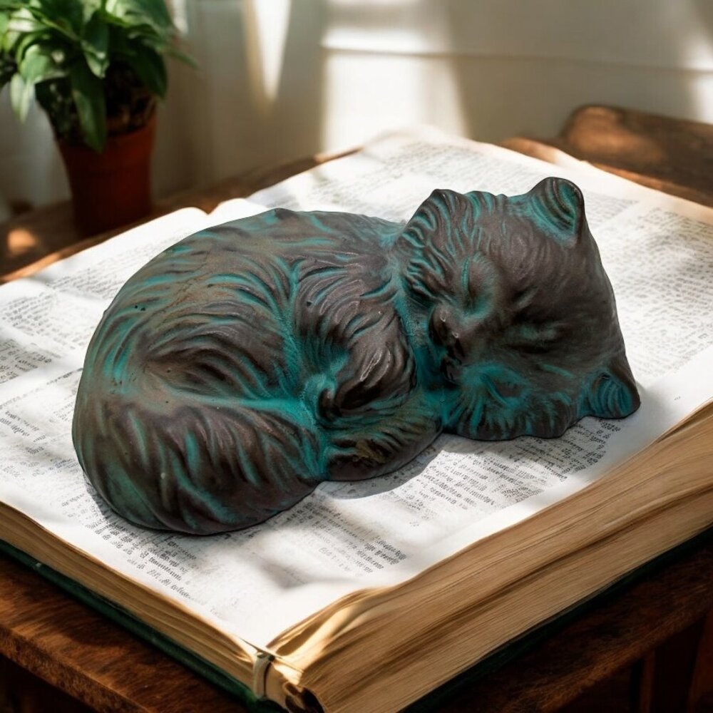 Ceramic Pottery Cat Figurine Vintage With Look Of Patina